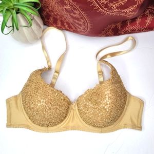 Vintage Q-T Intimates Bra Gold Size 36C